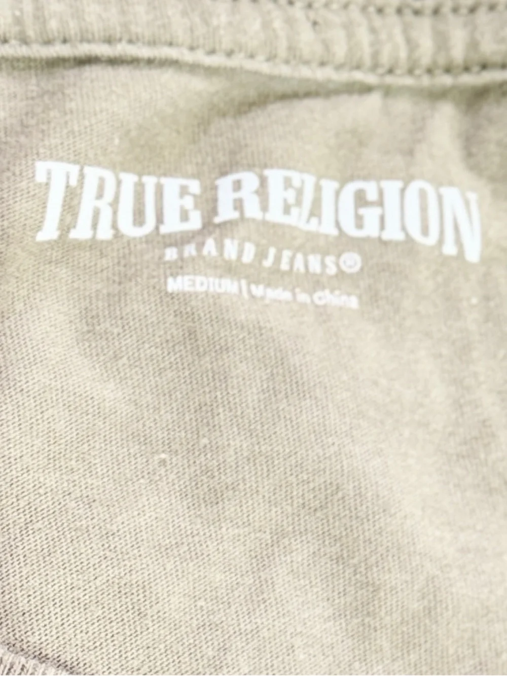 True Religion Taupe T-Shirt with White Logo